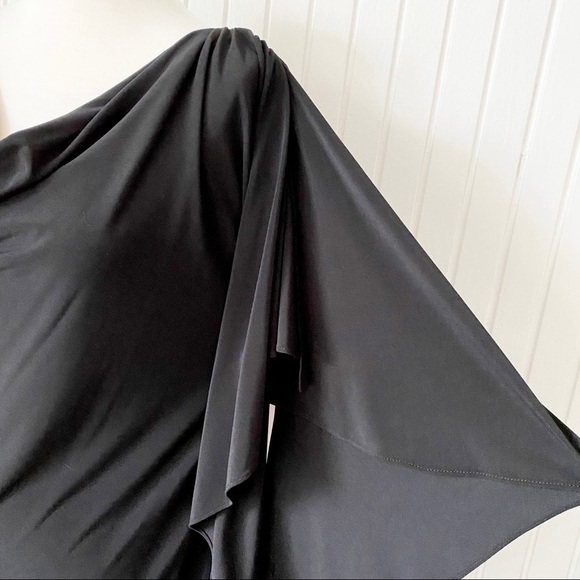 NWT Eliza J Black Sheath Cocktail Party Dress with One Side Wing Sleeve Size 10 - Picture 5 of 16